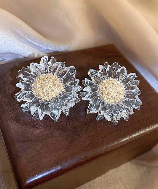 Vogue Nude Alloy Acrylic Sunflower Stud Earrings