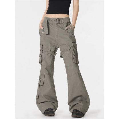 Tie-Waist Work Pants With Micro Flare