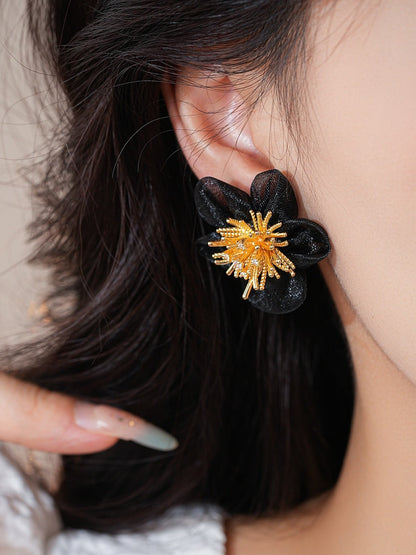Earwish - Vintage Chiffon Flower Earrings with Fashion Design Sense