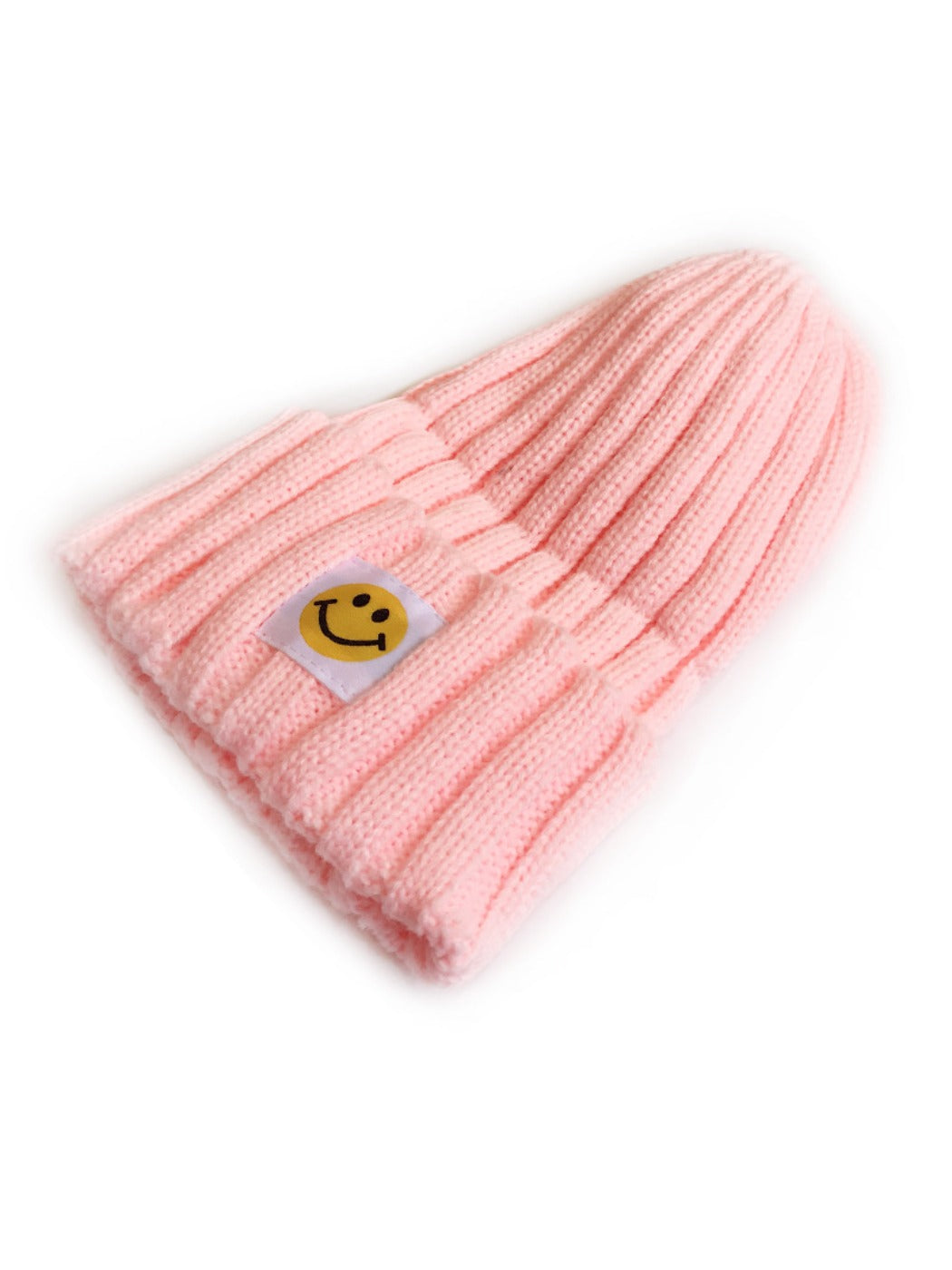 Haila - Winter Striped Knitted Beanie Embroidered Smile Motif