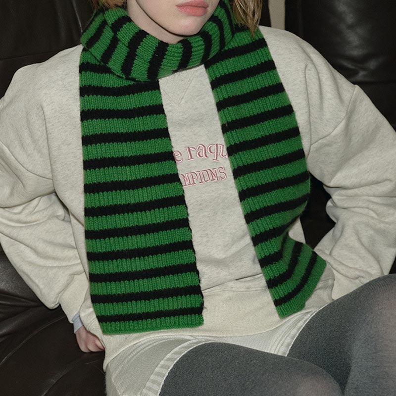 Soft Striped Warm Winter Wool Scarf