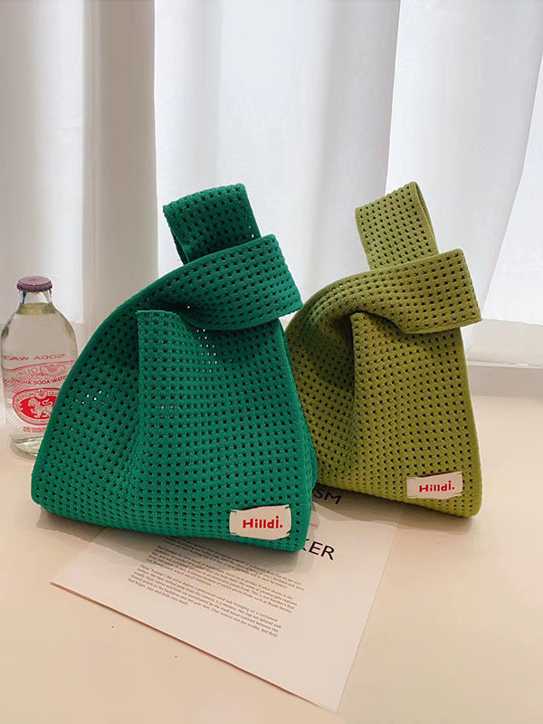 Hollow Letter Print Solid Color Handbags