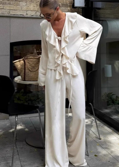 Ruffle Two Piece Polyester Lounge Set