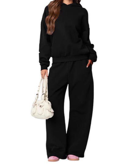 Trendy Print Loose Hoodie Sweatshirt Pants Set