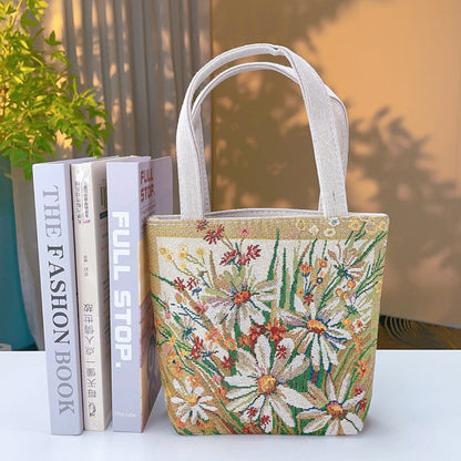 Cosbai - Embroidered Canvas Handbag