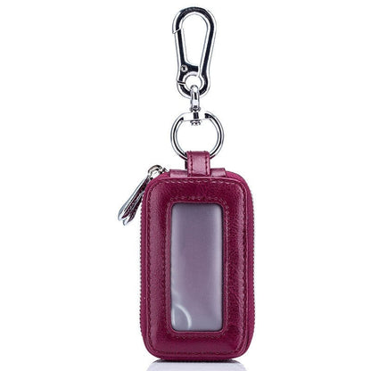 Men's Genuine Leather Zipper Double Layer Key Bag