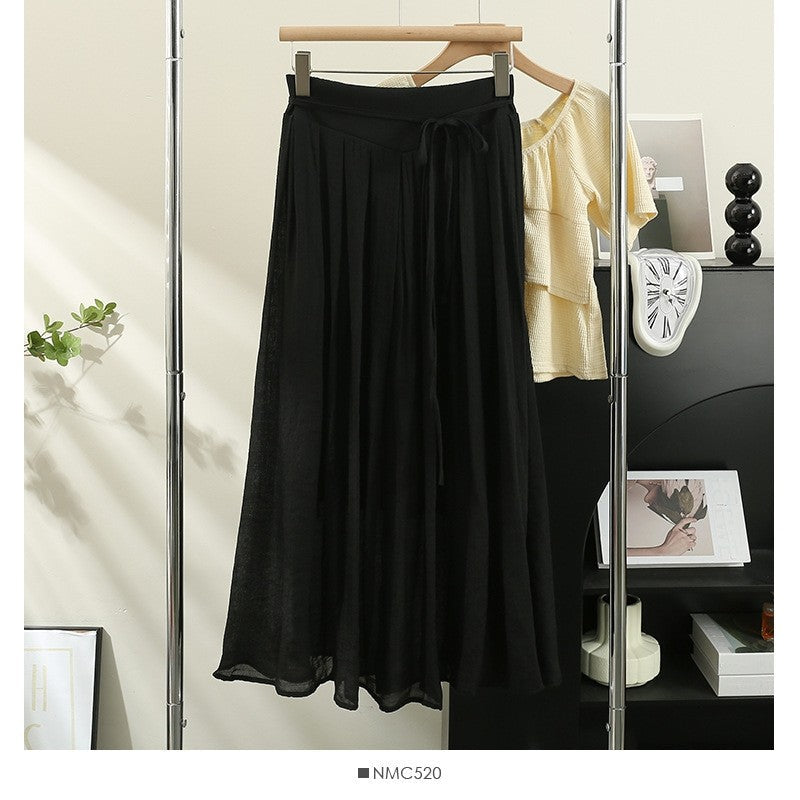 High Waist Loose Wide Leg Culotte Pants