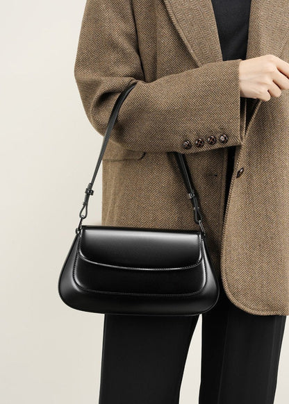 High Grade Leather Shoulder Bag With Dual Flap