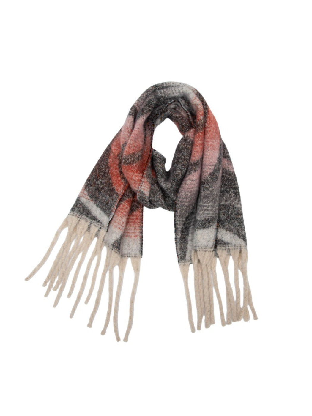 Scarvii - Winter Tassel Scarf with Colorful Wavy Jacquard