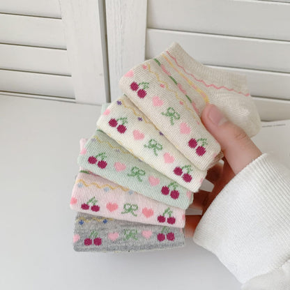 Rufia - Cute Cherry Ankle Socks with Bow Detail