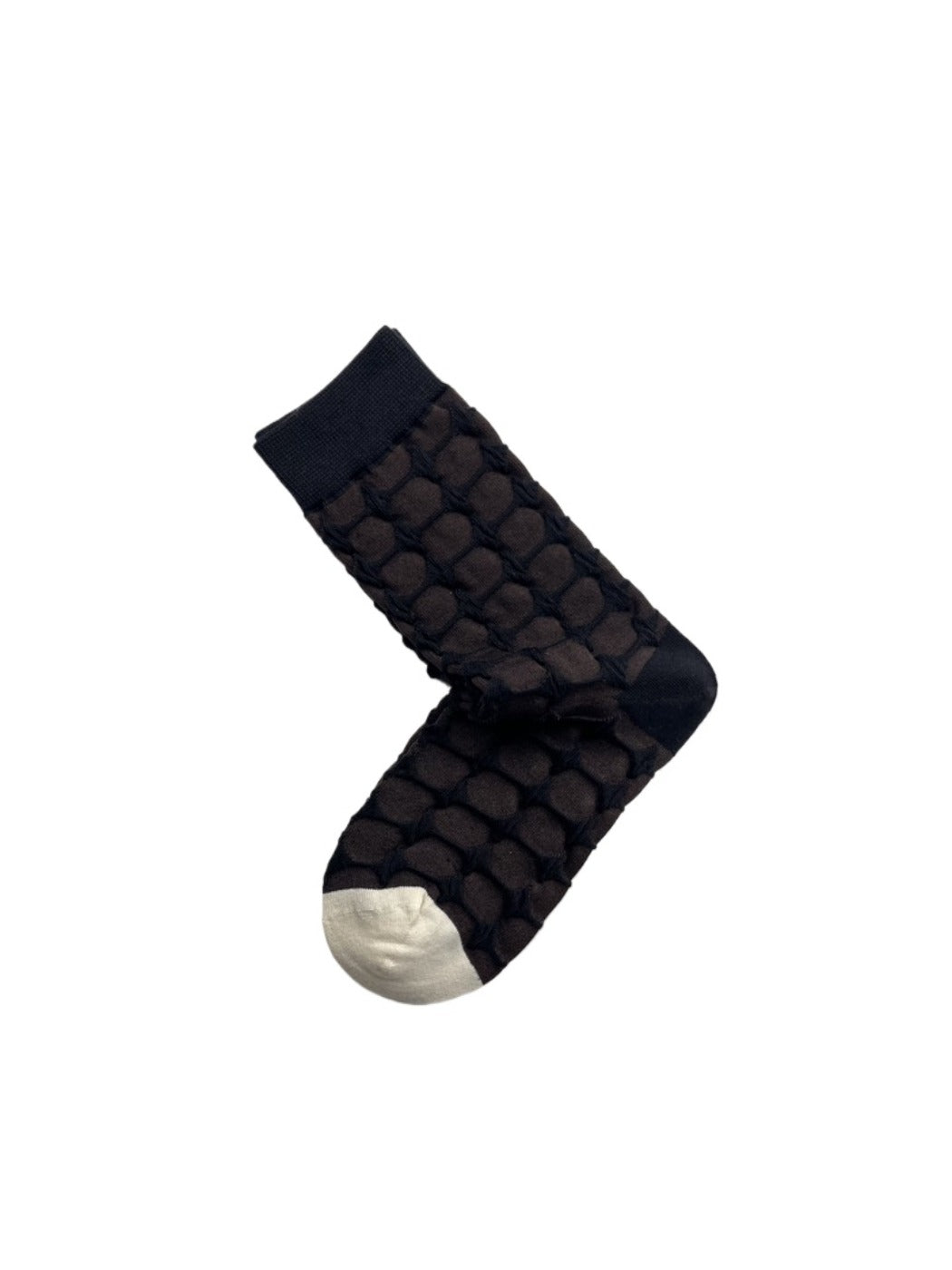 Rufia - Retro Floral Embossed Plaid Socks