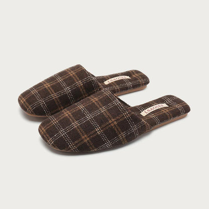 Color Block Plaid Cozy Indoor Slippers