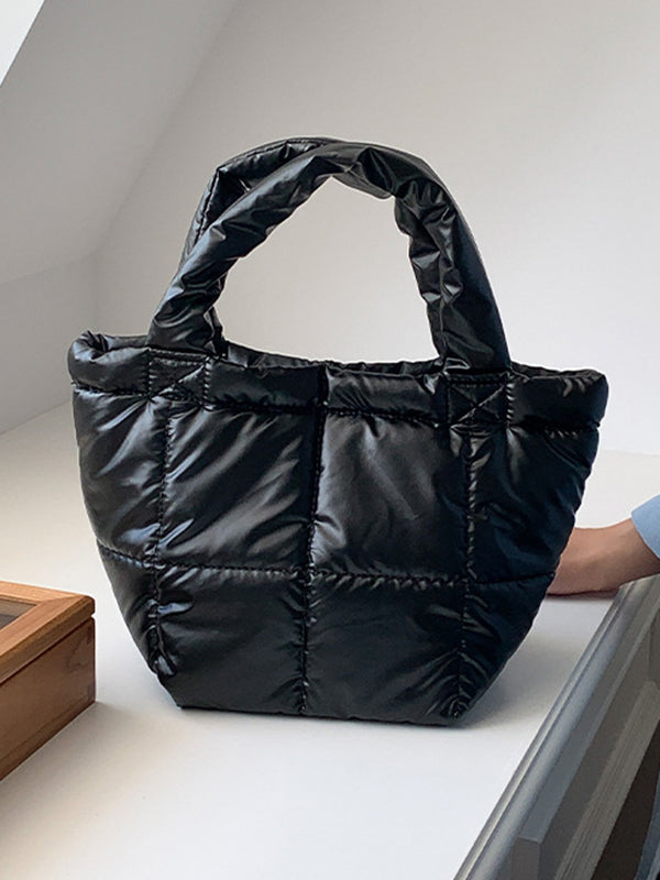 Solid Color Split-Joint C Handbags Tote Bags