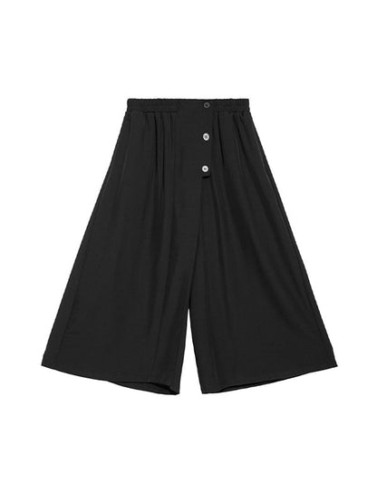 False Two High Waisted Solid Color Casual Pants Bottoms Culotte