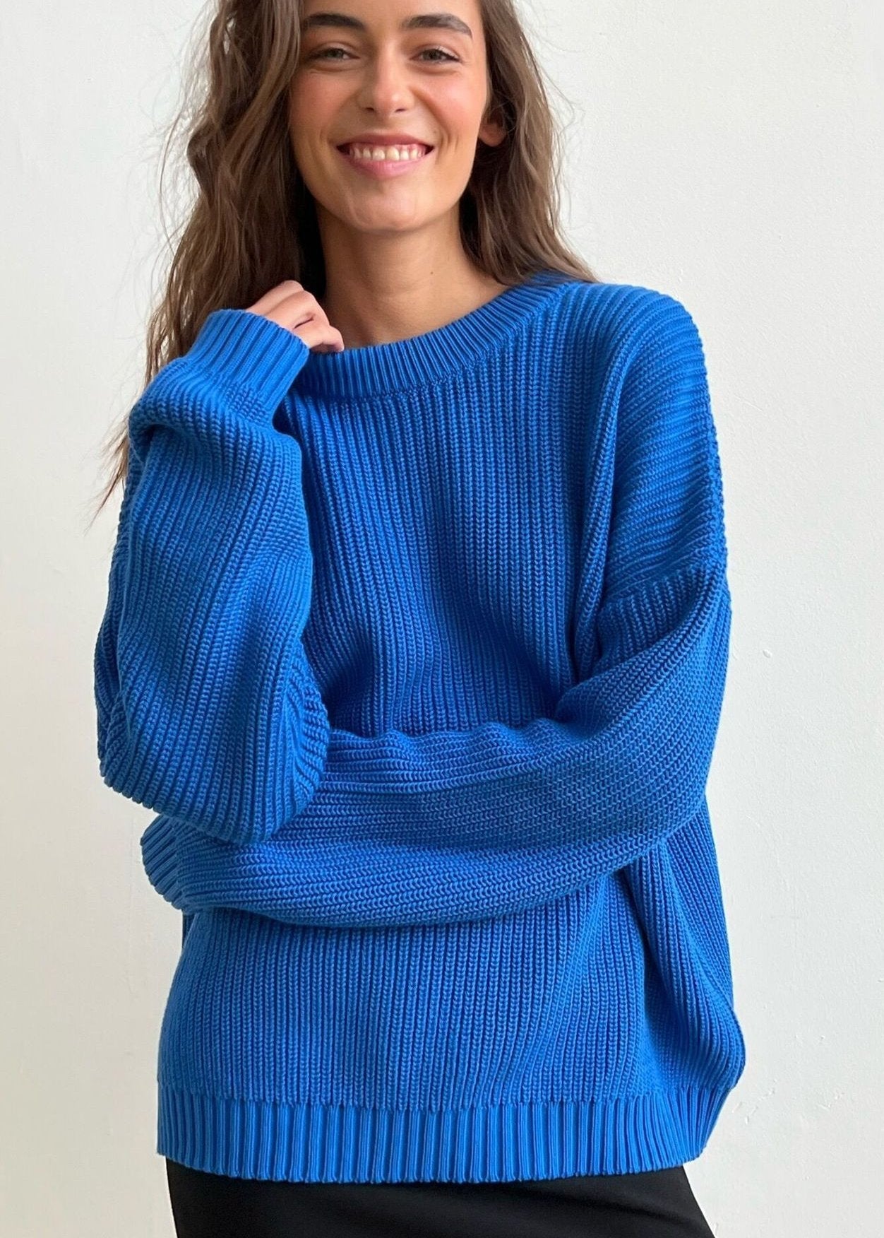 Round Neck Oversized Sweater Soft Fabric