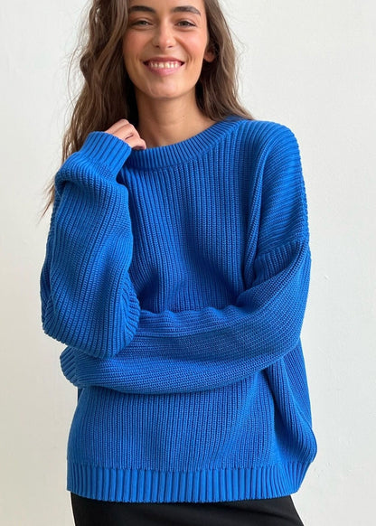 Round Neck Oversized Sweater Soft Fabric