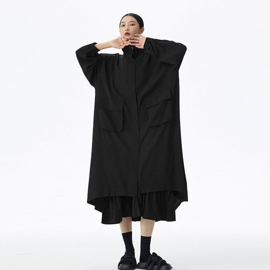 Turtleneck Solid Color Long Coat