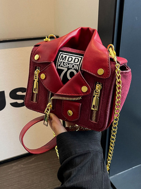 Chains Geometric Zipper Bags Crossbody Bags Handbags