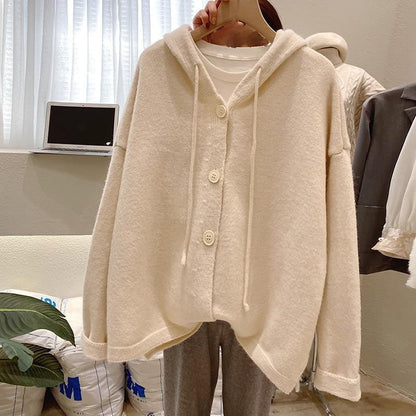 Women's Hooded Knit Cardigan Short Spring Sweater