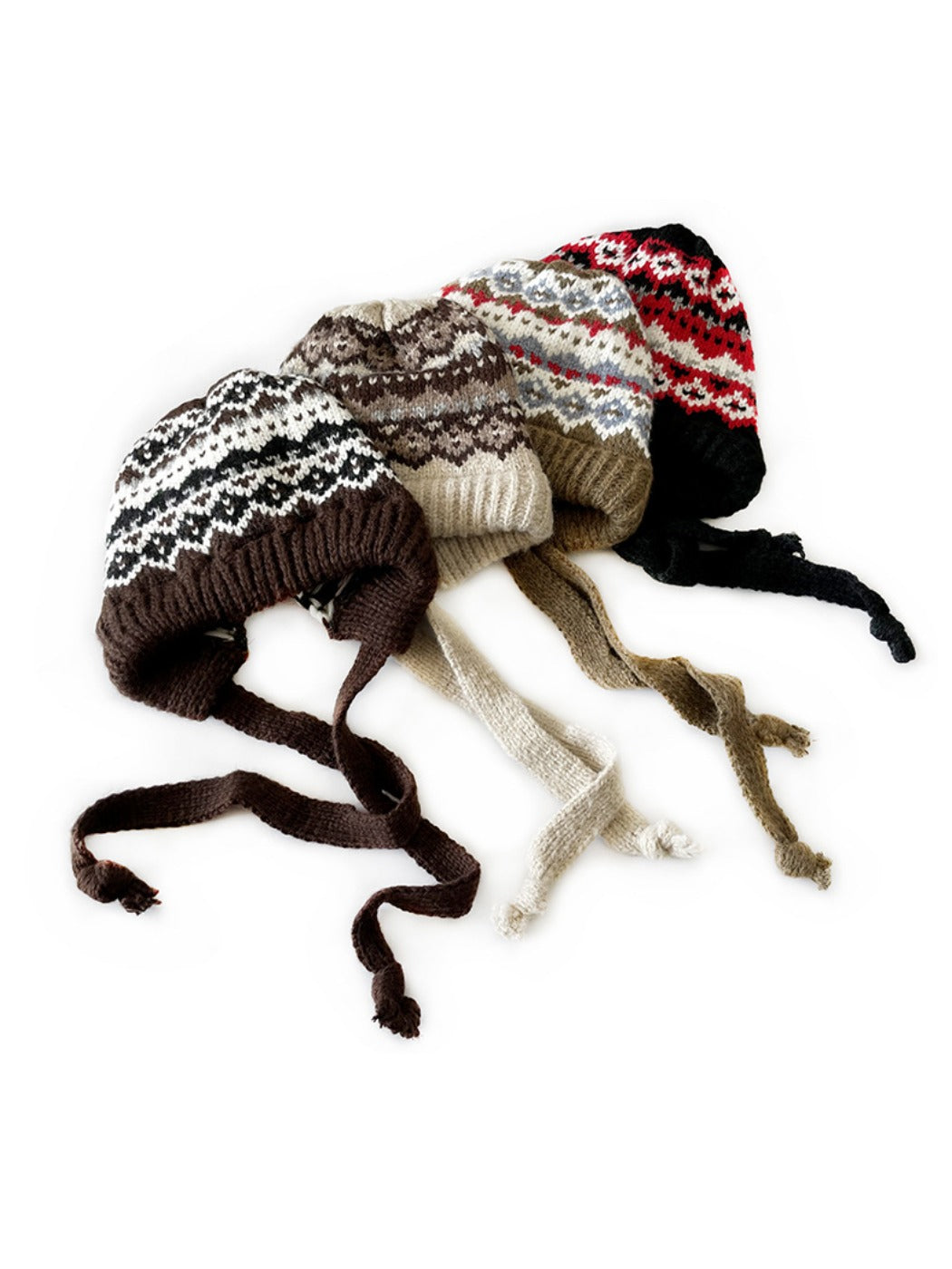 Haila - Bohemian Knitted Beanie with Earflaps &amp; Tasseled Ties