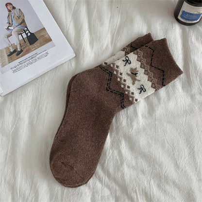 Rufia - Adorable Dog Pattern Thickened Mid-Calf Socks