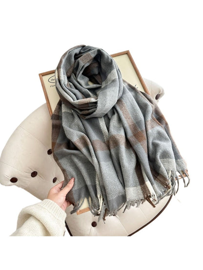 Scarvii - Colorblock Plaid Winter Scarf for Women