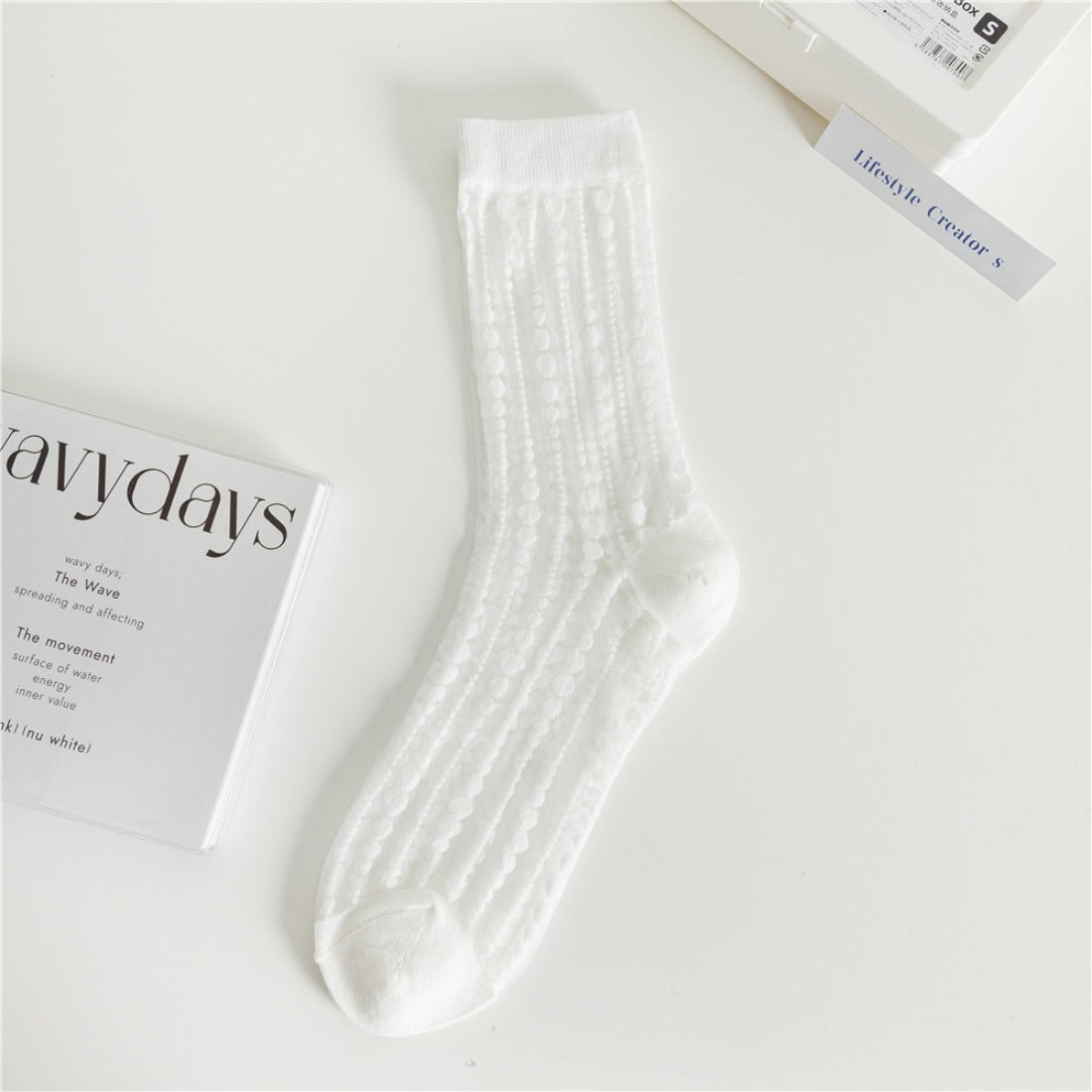 Rufia - Polka Dot &amp; Striped Sheer Crew Socks