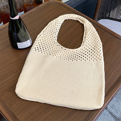 Crochet Tote Bag Women's Shoulder Bag With Mesh