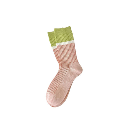 Rufia - Striped Crew Mid-calf Socks - Cute &amp; Sweet