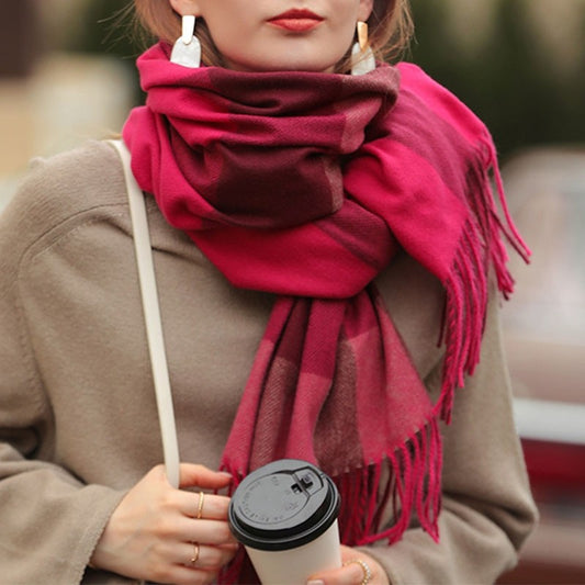 Plaid Printed Tassel Scarf