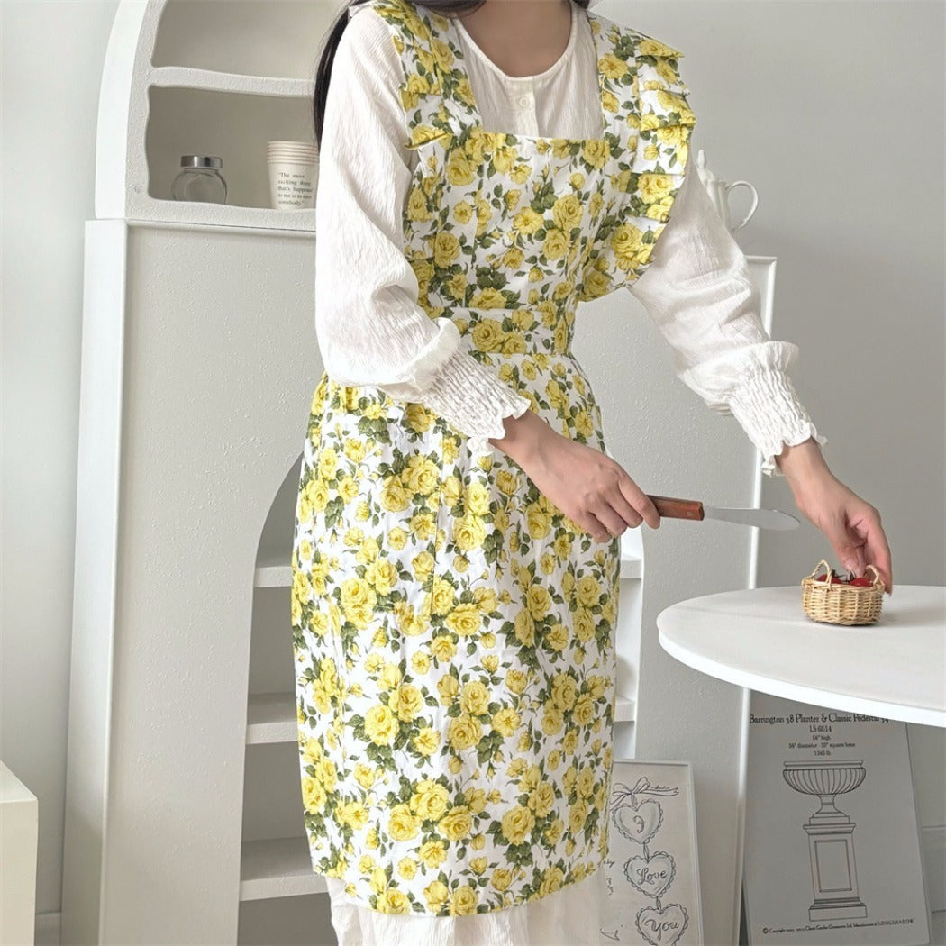 Apros - Floral Ruffle Apron - Sweet &amp; Stylish