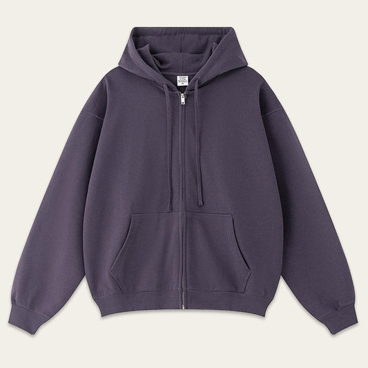 Casual Solid Color Oversize Zip-Up Hoodie