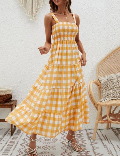 Color Block Striped Simple Spaghetti Dress