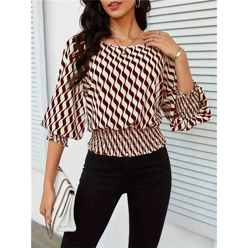 Women's Short Sleeve Color Block Print T-Shirt