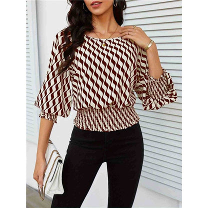 Women's Short Sleeve Color Block Print T-Shirt