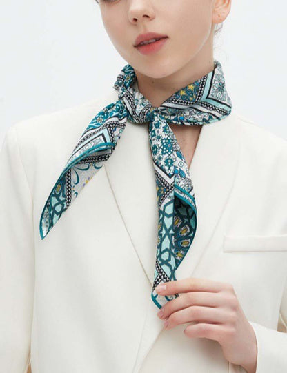 Blue & Turquoise Patchwork Square Scarf