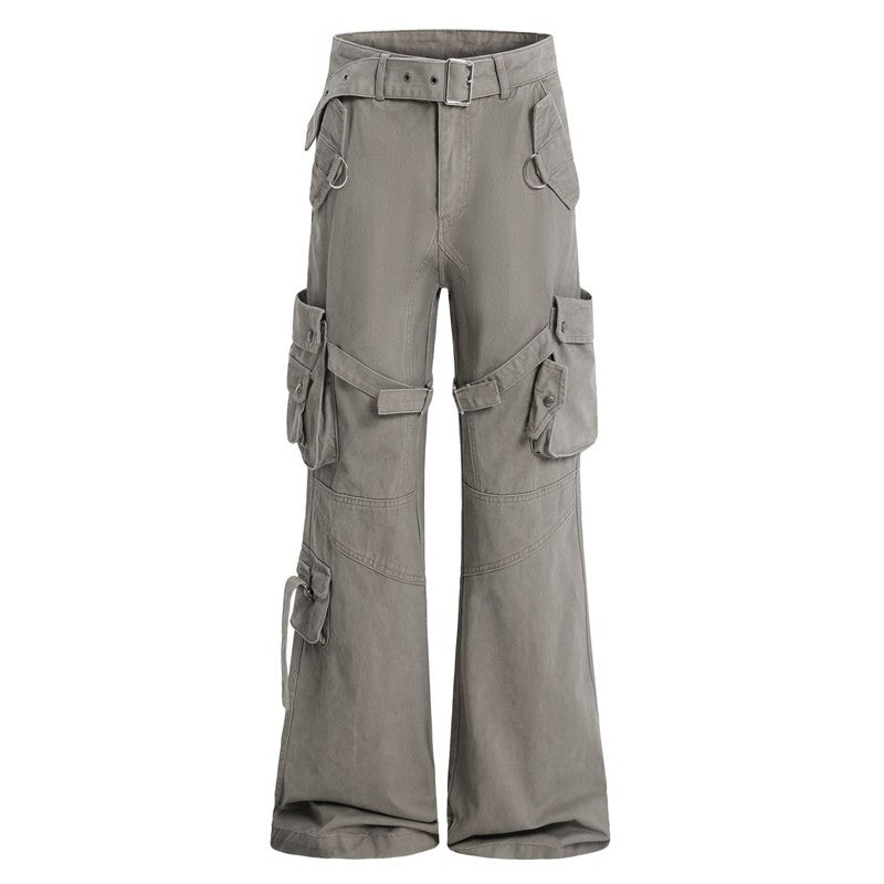 Tie-Waist Work Pants With Micro Flare