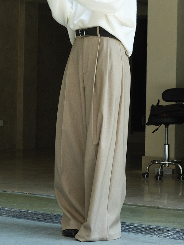 Urban Loose Wide Leg Pleated Solid Color Pants