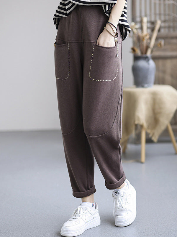 Casual Loose Solid Color Harem Pants Bottoms