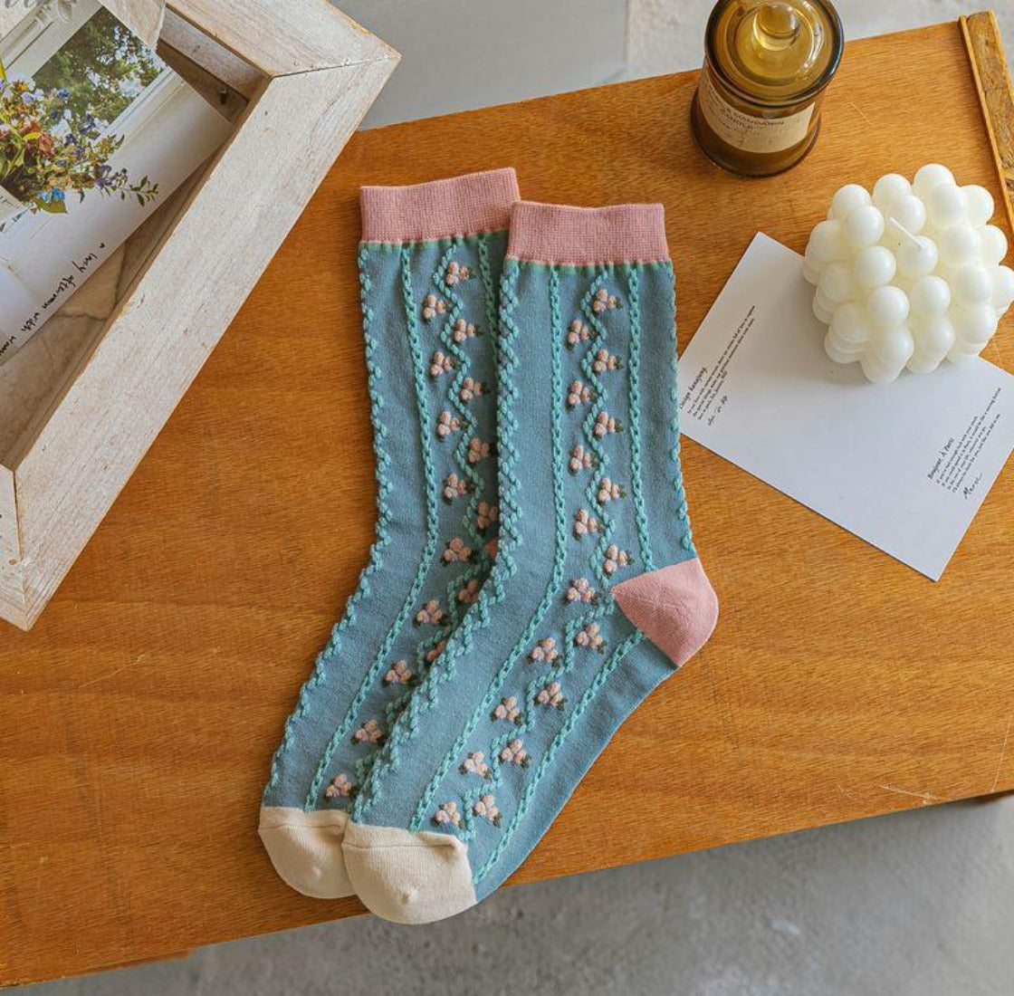 Rufia - Tulip Pattern Crew Socks