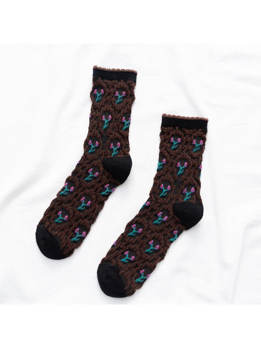 Rufia - Vintage Embroidered Mid-Calf Socks - Soft &amp; Chic