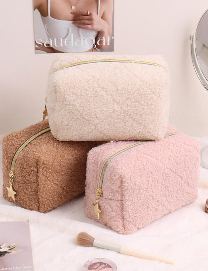 Fuzzy Plush Cute Mini Portable Makeup Bag