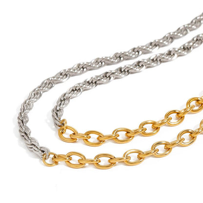 Trendy OT Buckle Color Block Chain Necklace
