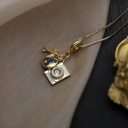 Retro Zirconia Cartoon Pendant Necklace