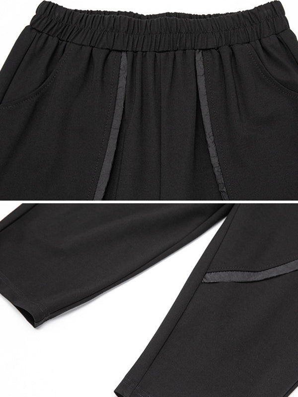 Harem Pants Ninth Pants Solid Color Split-Joint Casual Pants Bottoms Ninth Pants