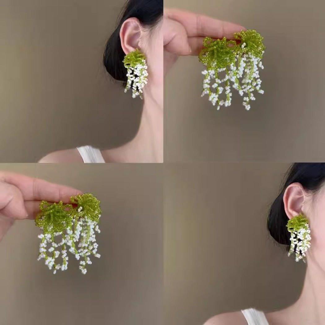 Earwish - Beaded Floral Earrings – Soft &amp; Elegant