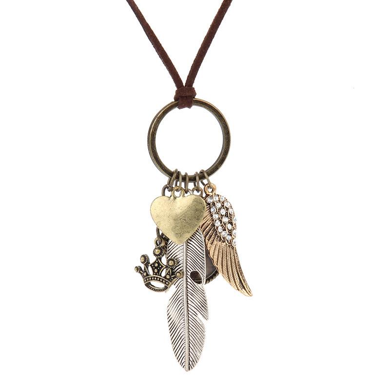 Original Retro Long Sweater Chain Fashion Joker Multi-Element Cotton And Linen Accessories Pendant Necklace