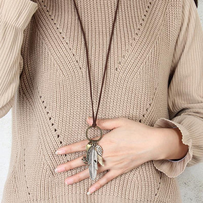 Original Retro Long Sweater Chain Fashion Joker Multi-Element Cotton And Linen Accessories Pendant Necklace