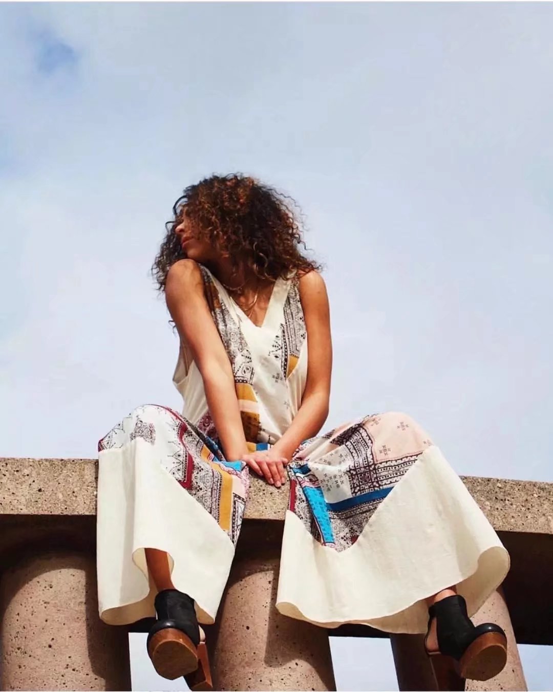 2018 Summer Print V Neck Sleeveless Wide Leg Pants Jumpsuit