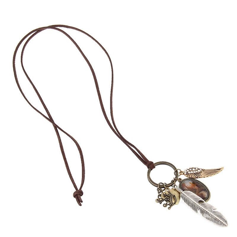 Original Retro Long Sweater Chain Fashion Joker Multi-Element Cotton And Linen Accessories Pendant Necklace